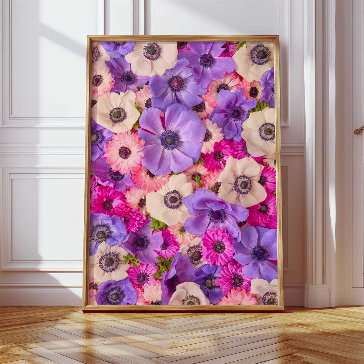 Purple Passion Anemone Wall Art Canvas Vertical