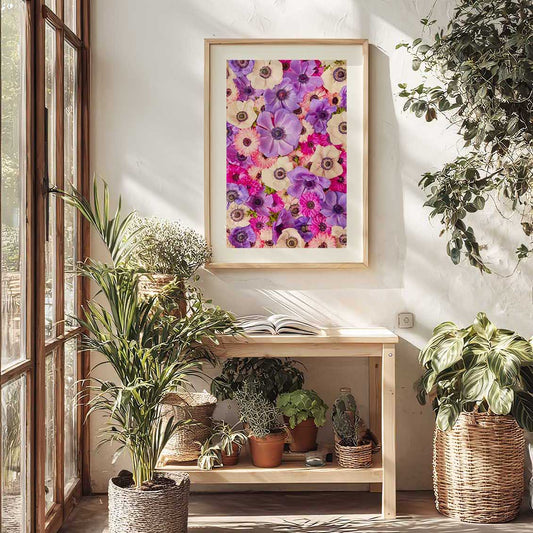 Purple Passion Anemone Wall Art Print Vertical