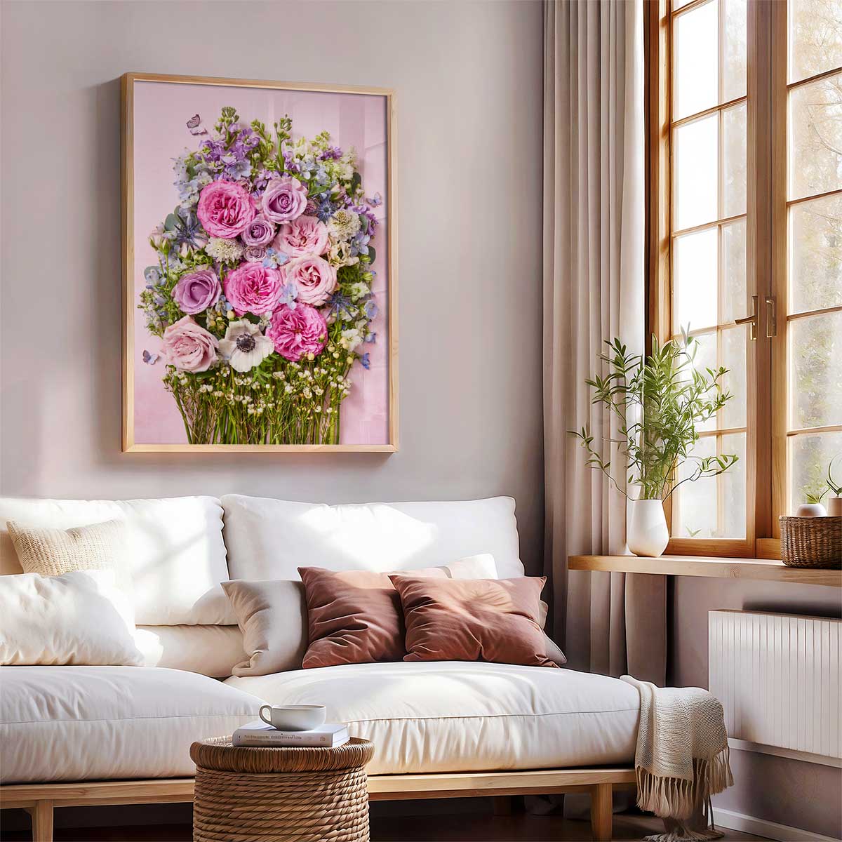Rose Garden Floral Wall Art Canvas