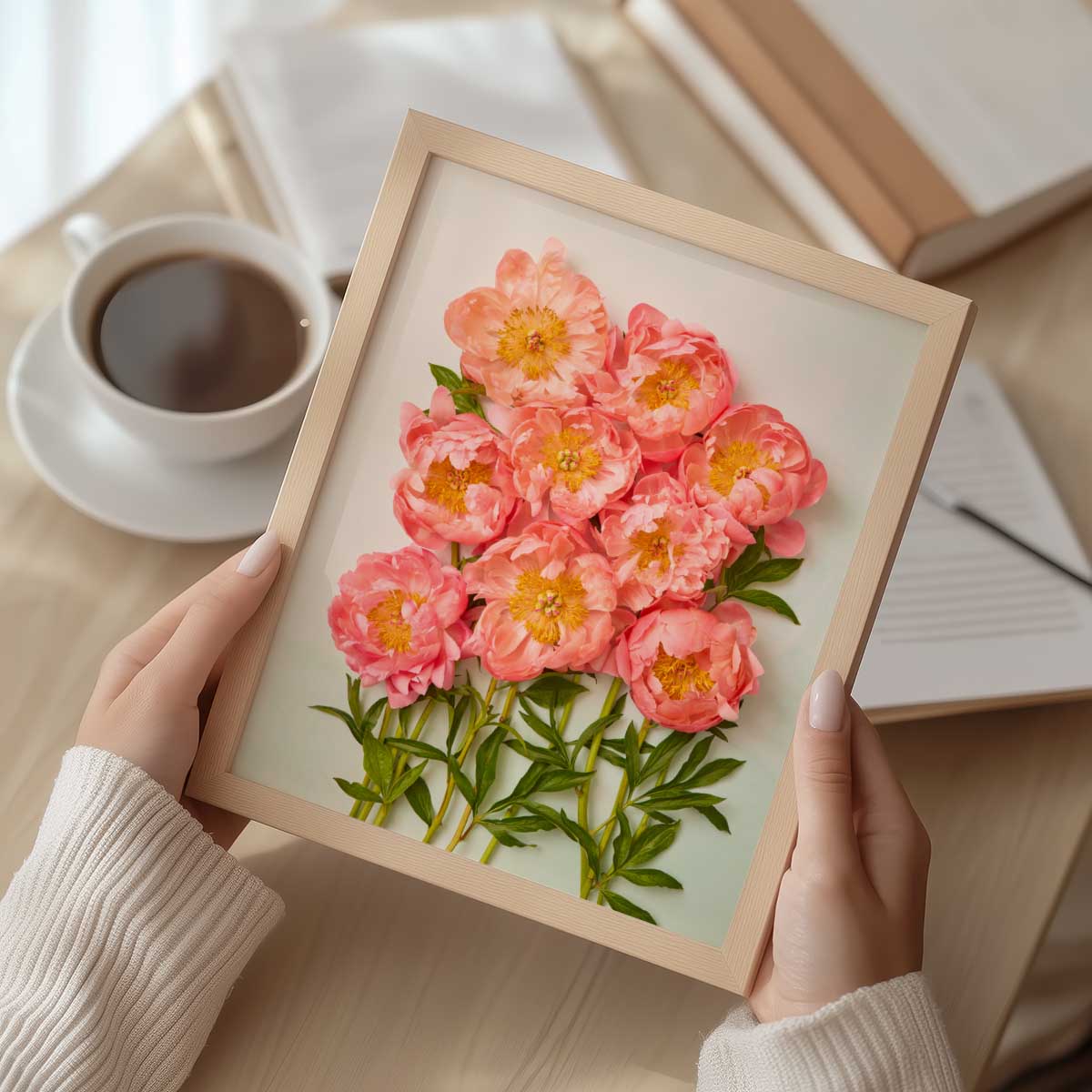 Coral Charm Garden Peony Wall Art Print