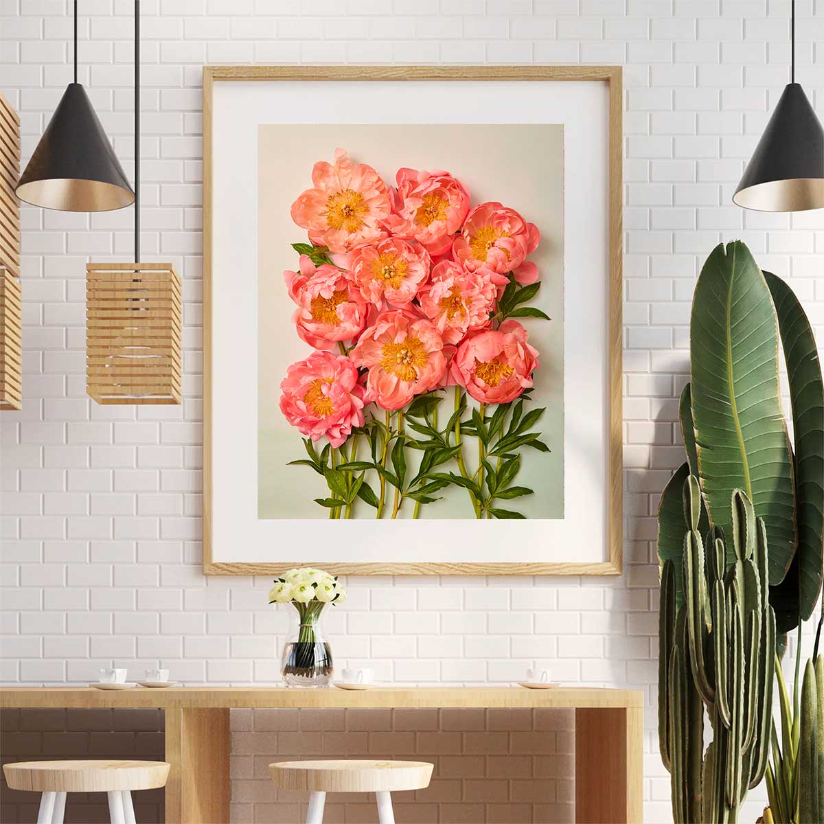Coral Charm Garden Peony Wall Art Print