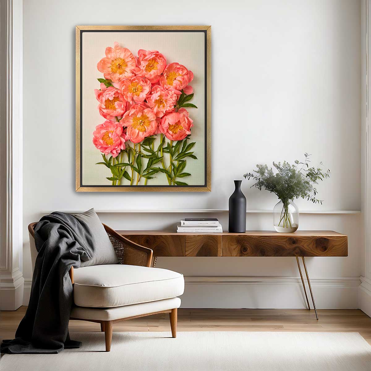 Coral Charm Garden Peony Wall Art Canvas