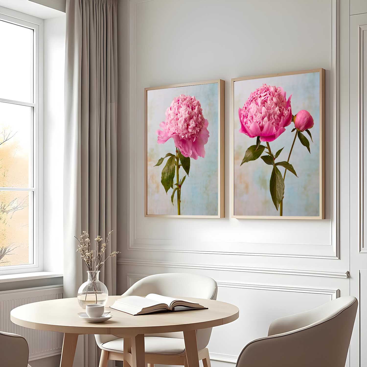 Peony Sister Two Piece Wall Art Canvas Set