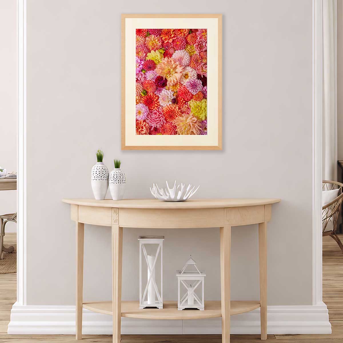 Blooming Radiance Dahlia Wall Art Print in fine art paper, vibrant floral wall decor