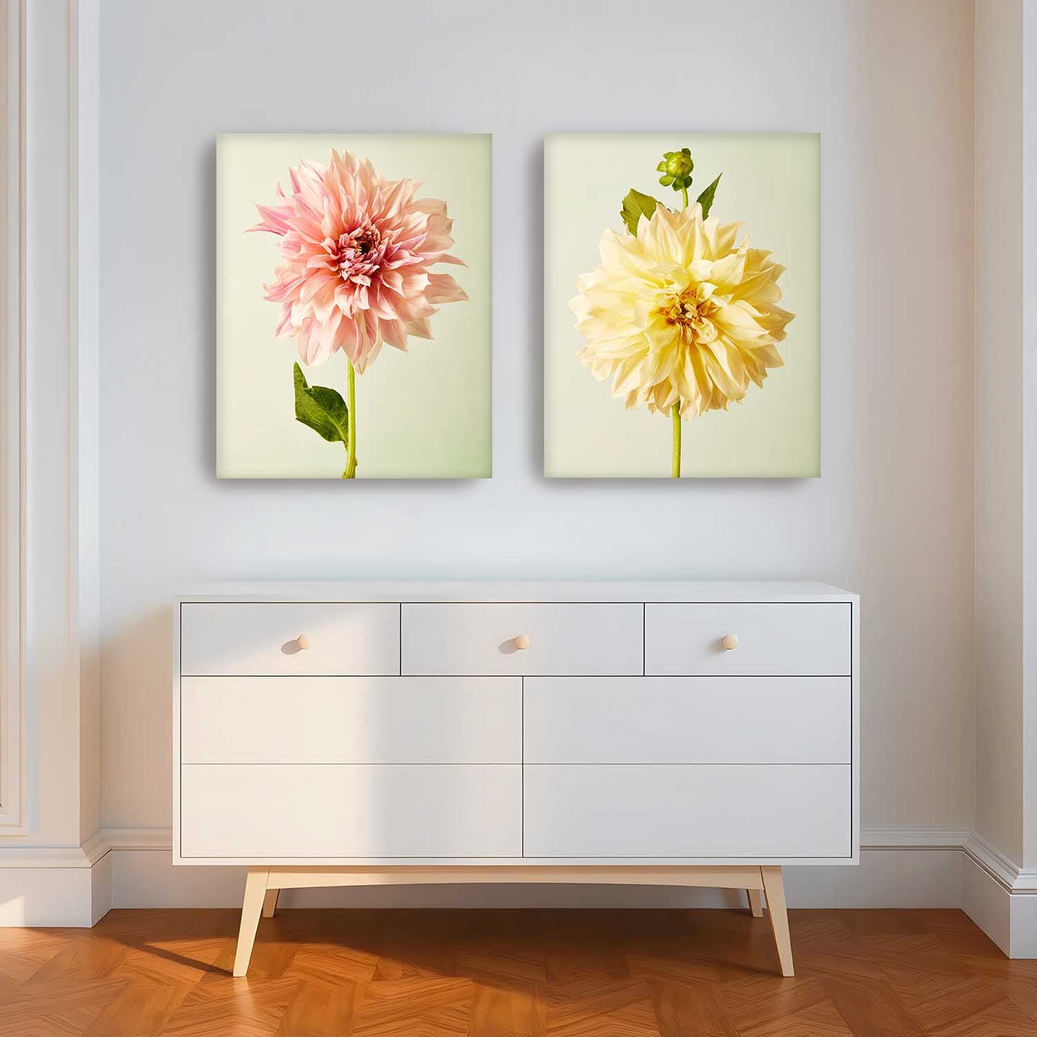 Cafe Au Lait Dahlia Portraits Two Piece Wall Art Canvas Set