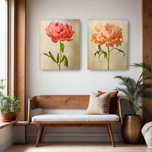 Coral Charm Peony Duo