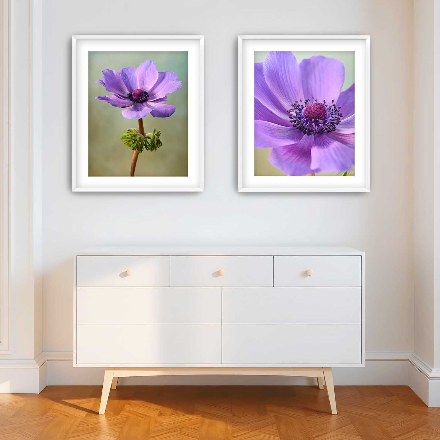 Purple Power | Anemone Two Piece Wall Art Print Set