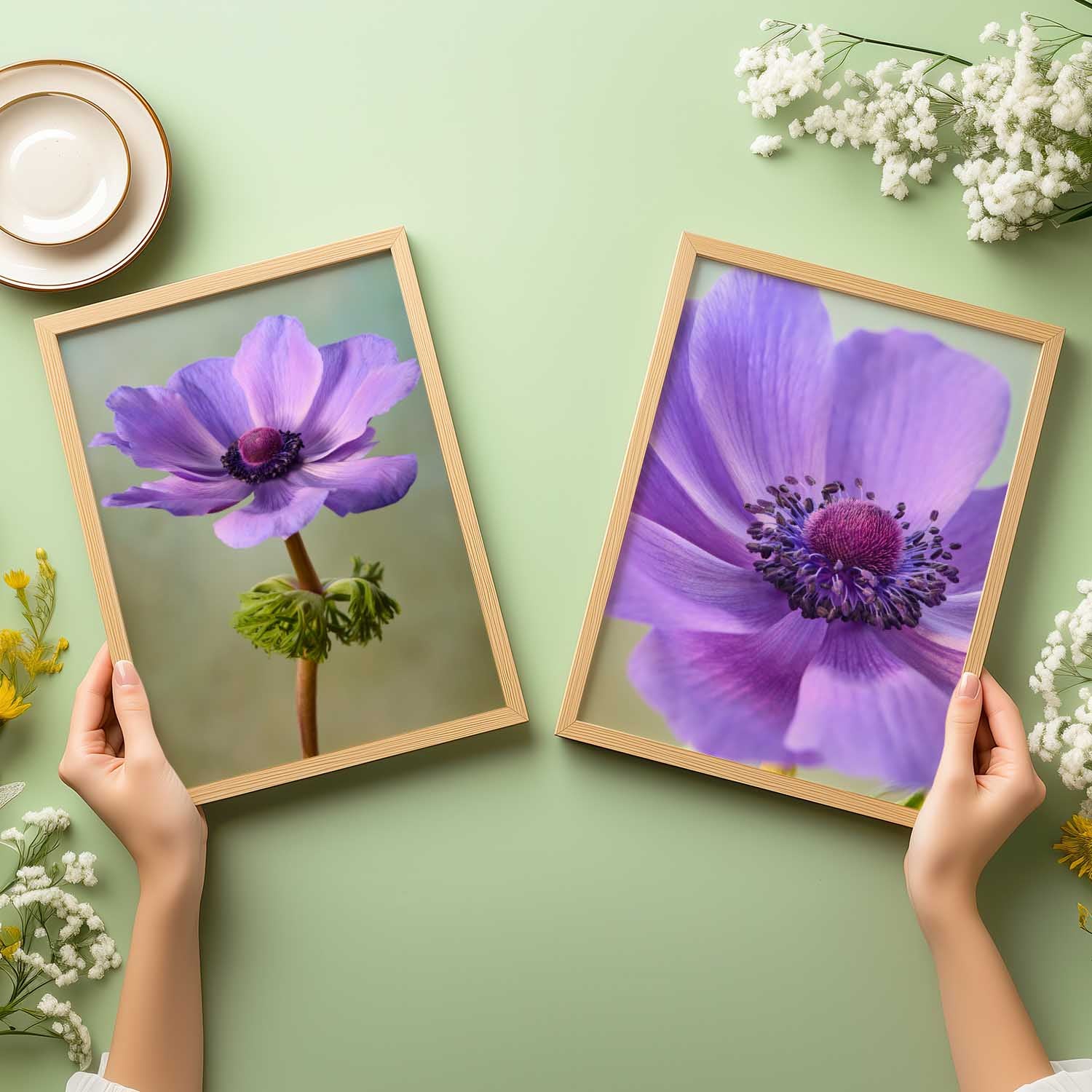 Purple Power | Anemone Two Piece Wall Art Print Set