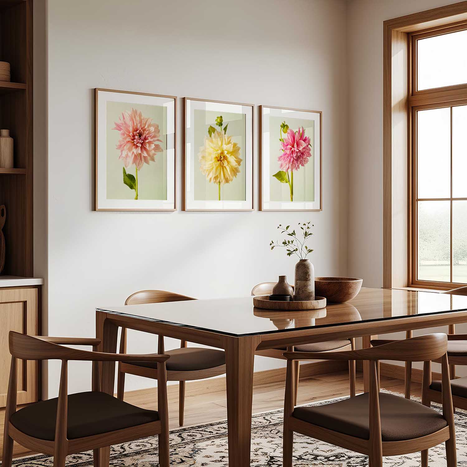Cafe Au Lait Dahlia- 3 Piece Art Print Set