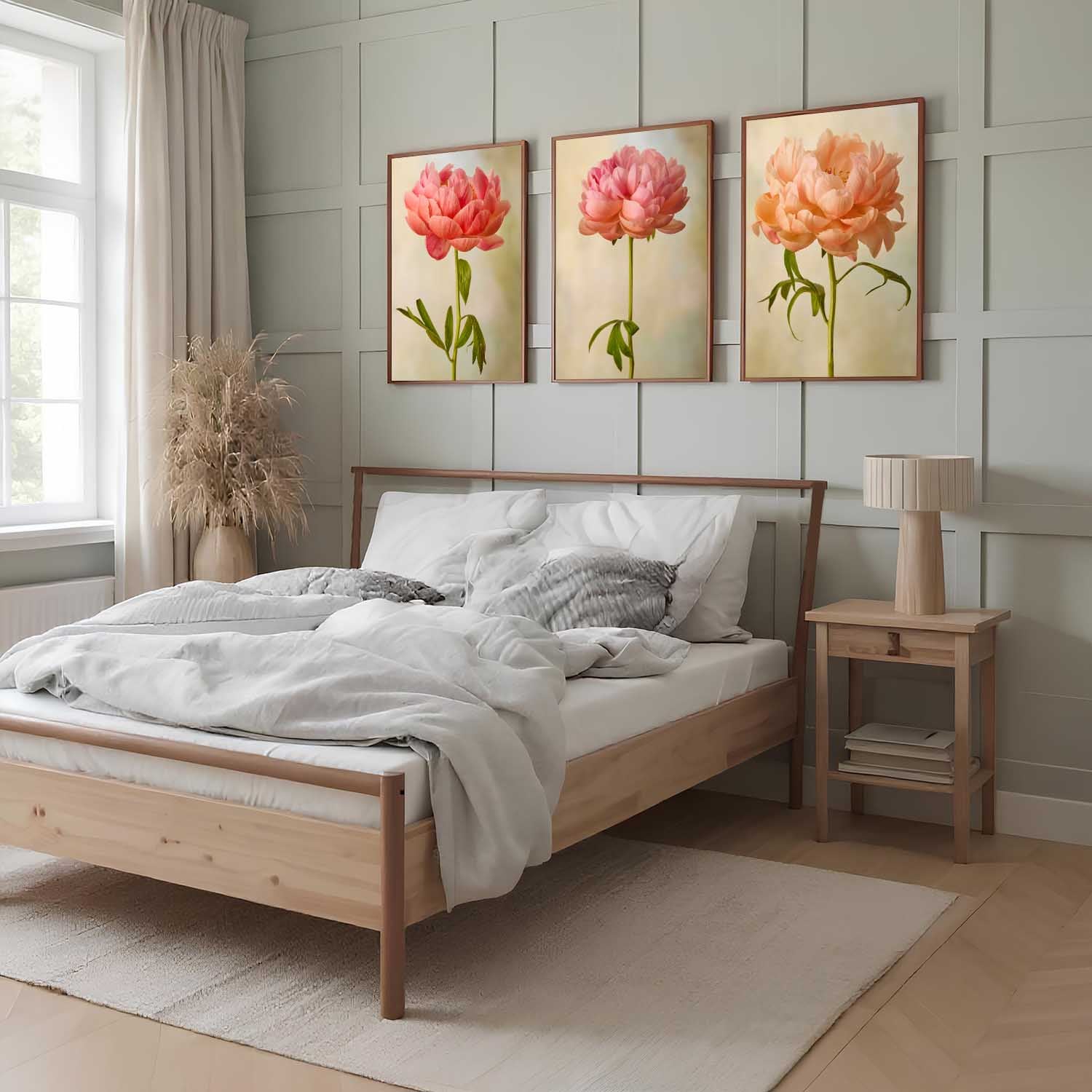 Coral Charm Peony - 3 Piece Art Set