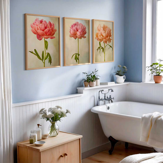 Coral Charm Peony - 3 Piece Art Set