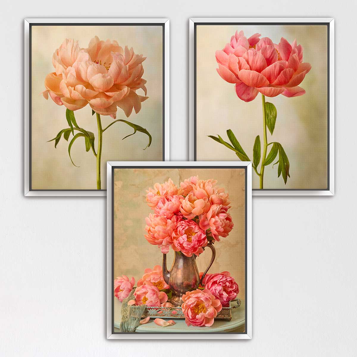 Coral Charm Arrangement- 3 Piece Art Set