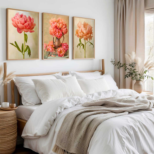 Coral Charm Arrangement- 3 Piece Art Set