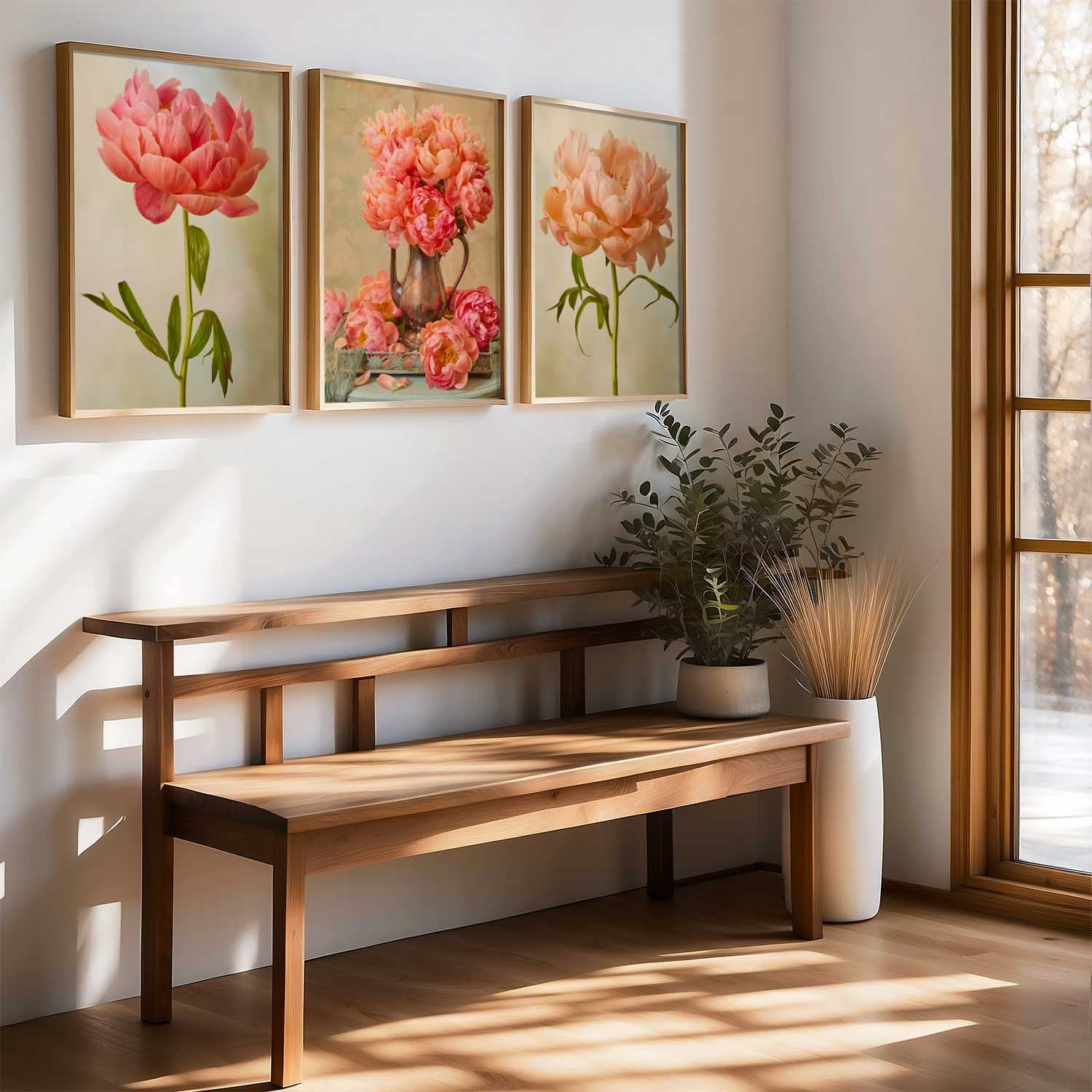Coral Charm Arrangement- 3 Piece Art Set