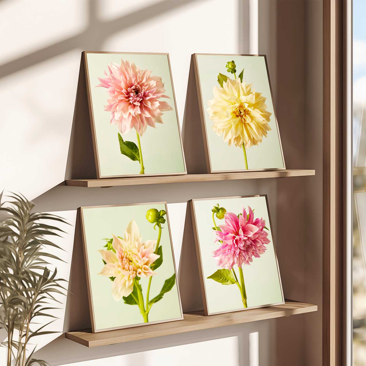 Cafe Au Lait Dahlia 4 Piece Art Set