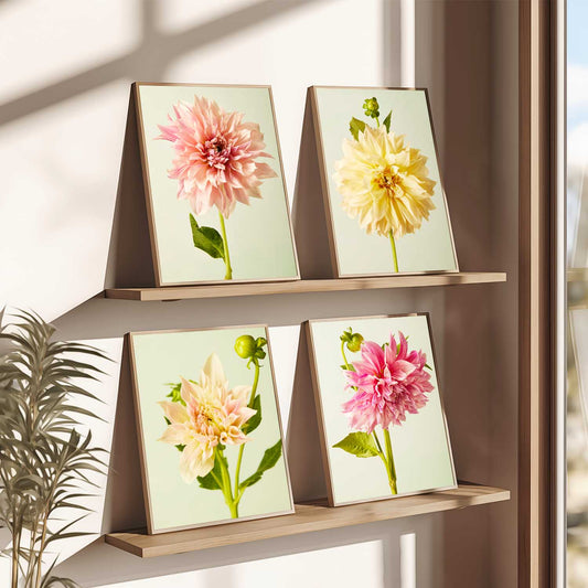 Cafe Au Lait Dahlia 4 Piece Art Set