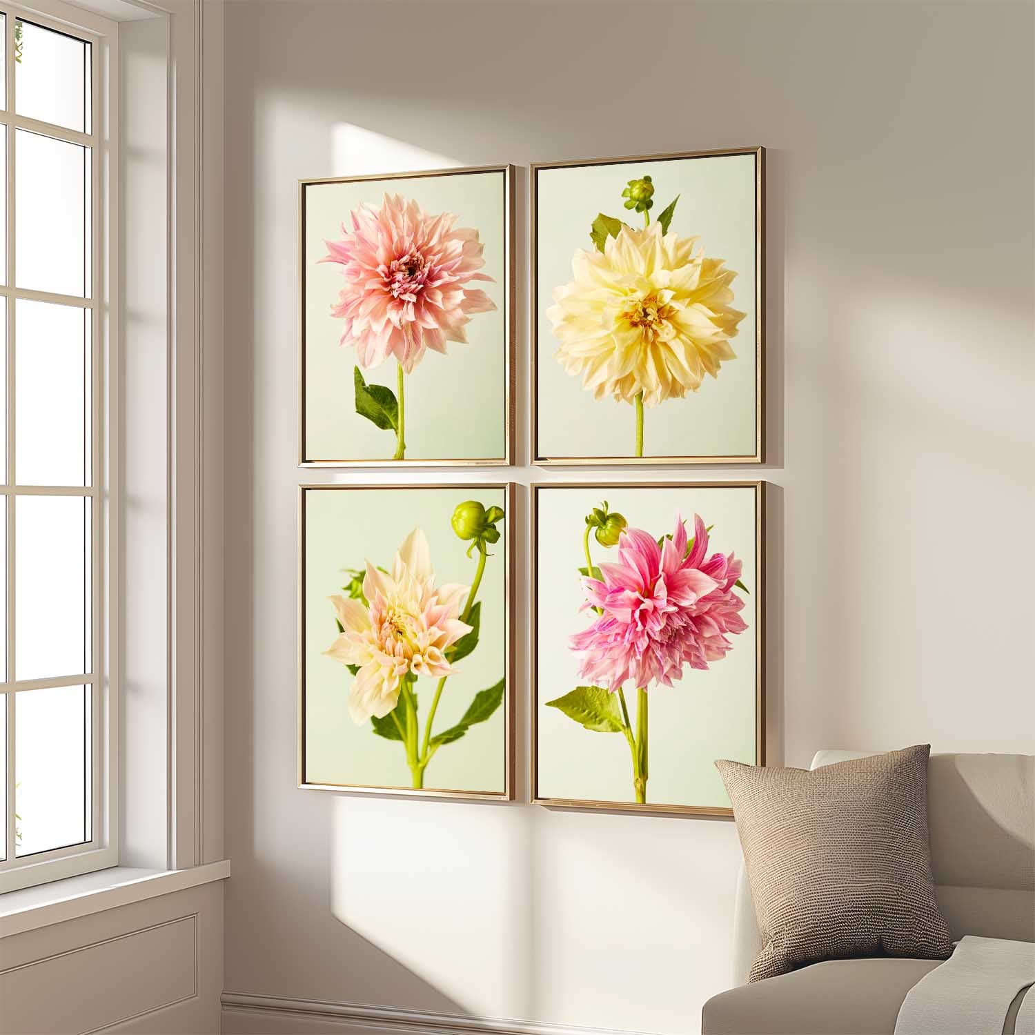 Cafe Au Lait Dahlia 4 Piece Art Set