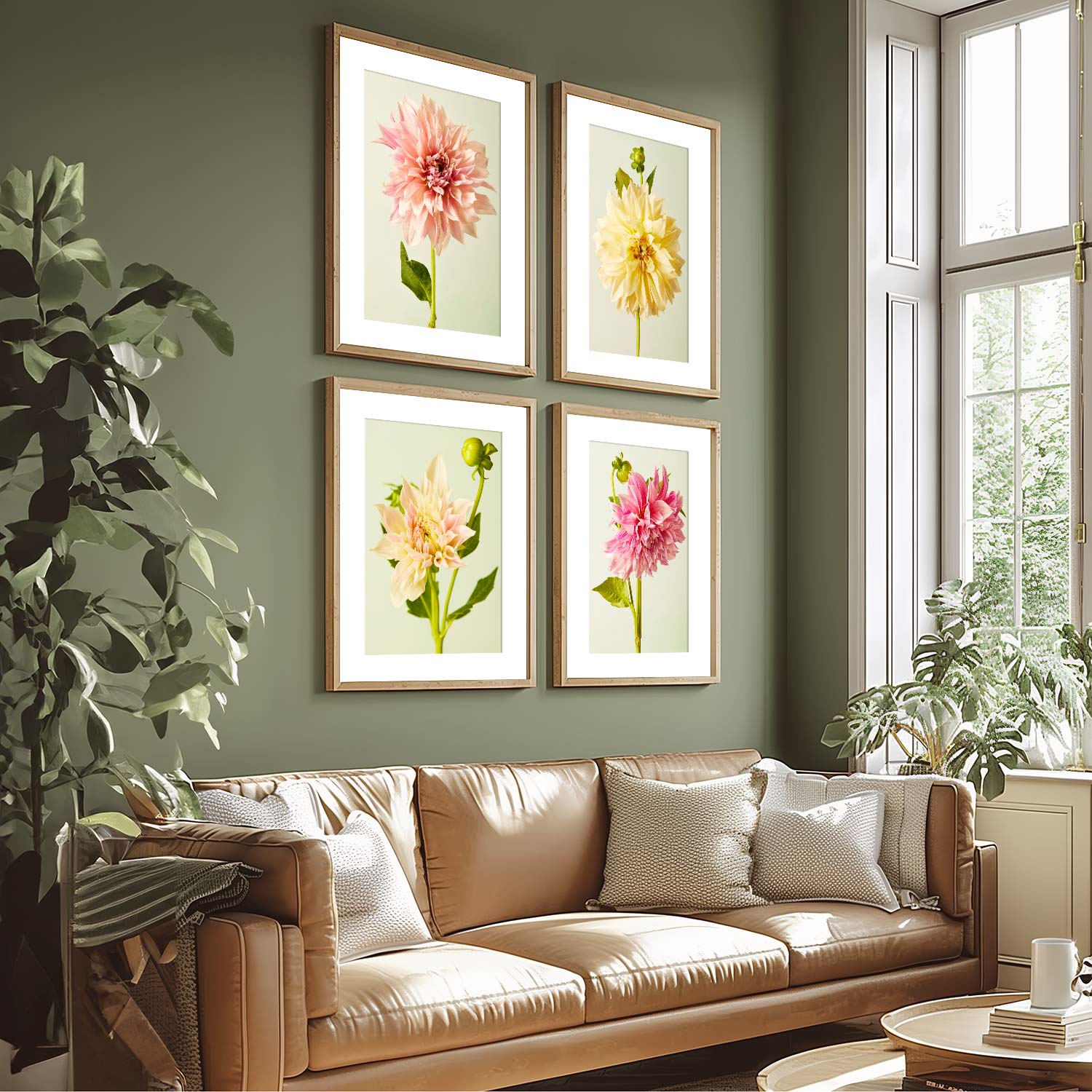 Cafe Au Lait Dahlia 4 Piece Art Print Set