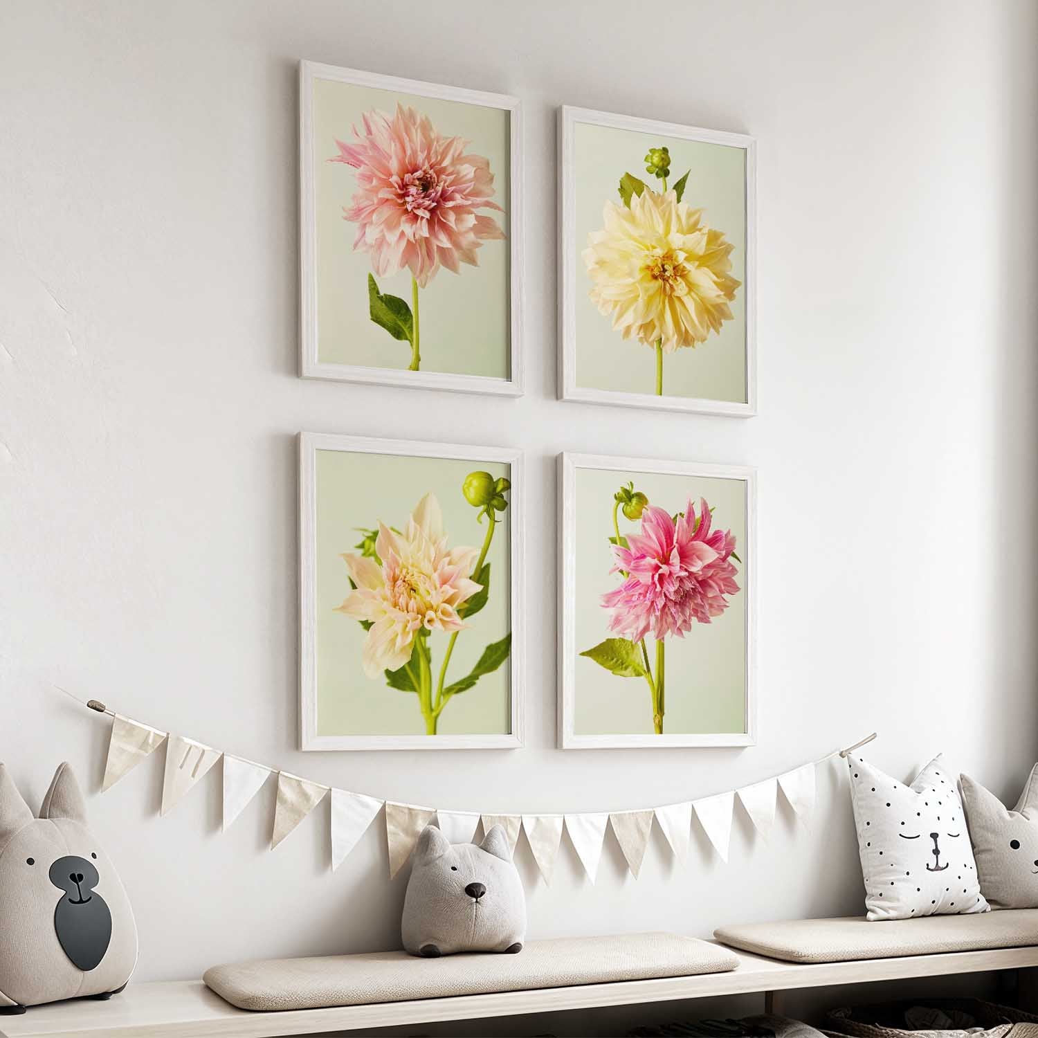Cafe Au Lait Dahlia 4 Piece Art Print Set