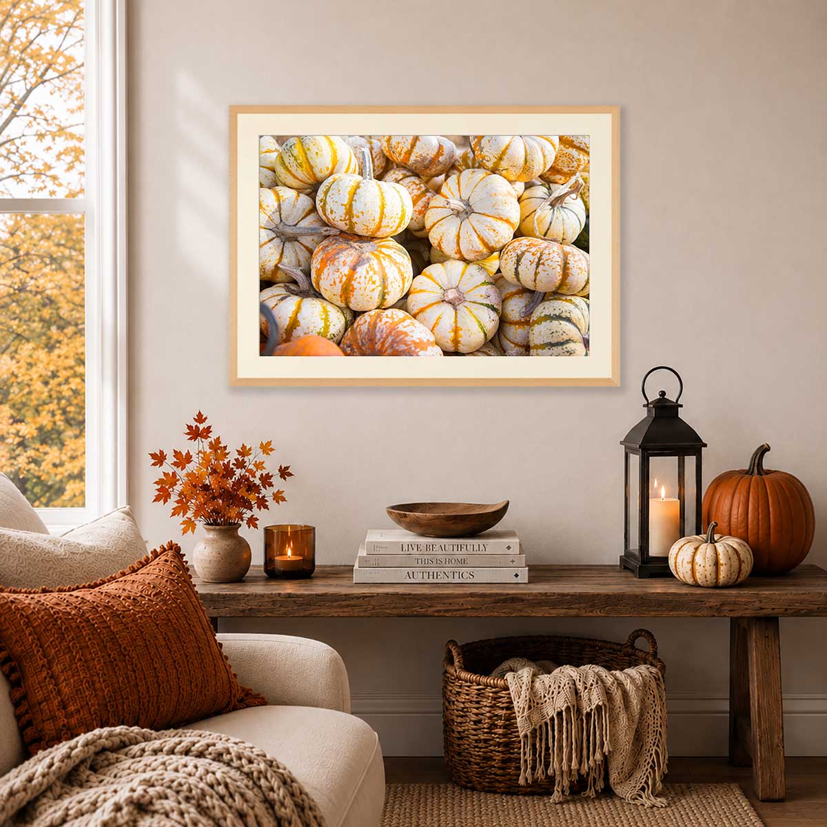 Mini Tiger Pumpkin Harvest Wall Art Print