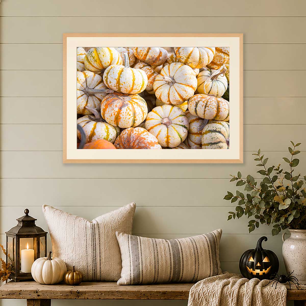 Mini Tiger Pumpkin Harvest Wall Art Print