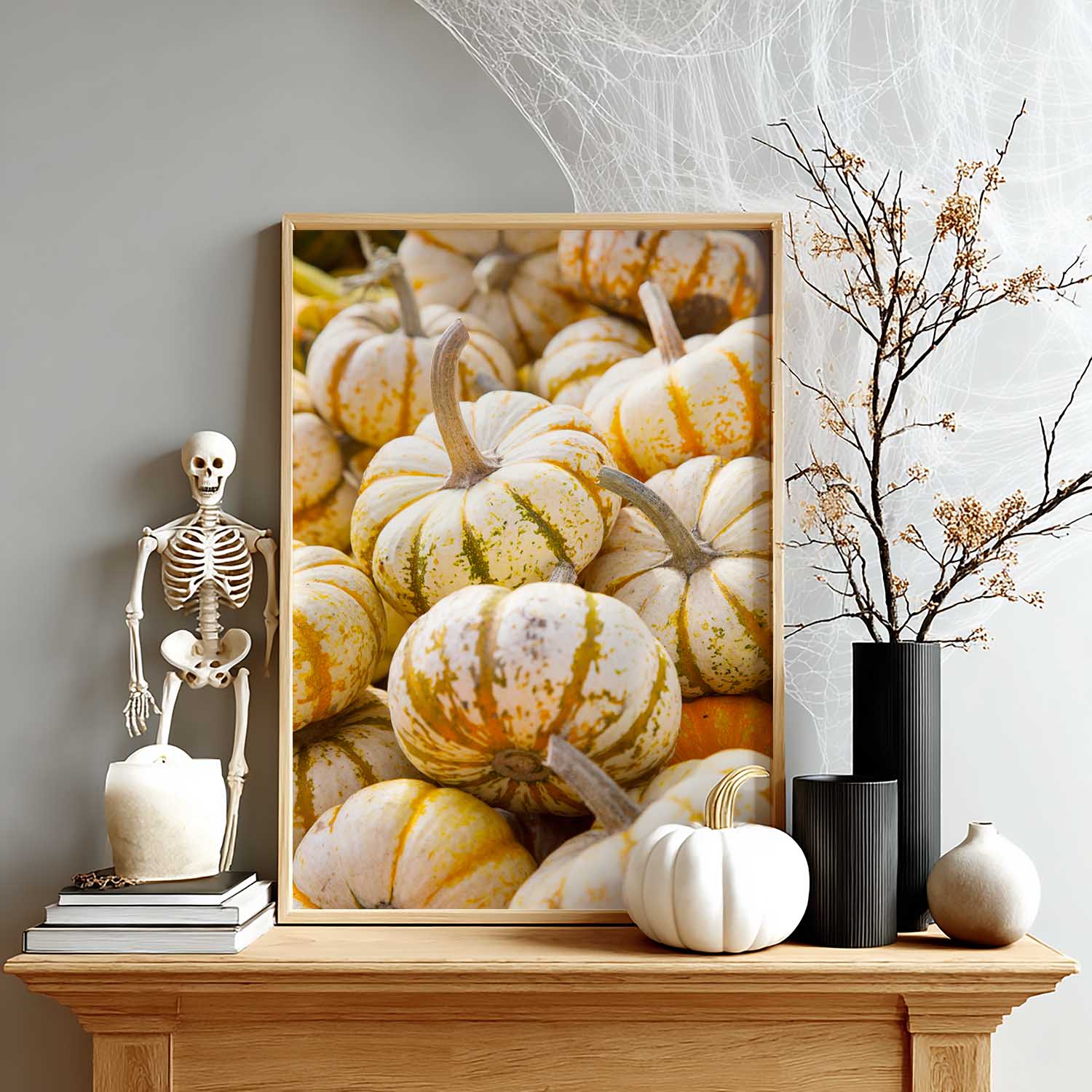 Mini Tiger Pumpkin Vertical Wall Art Canvas