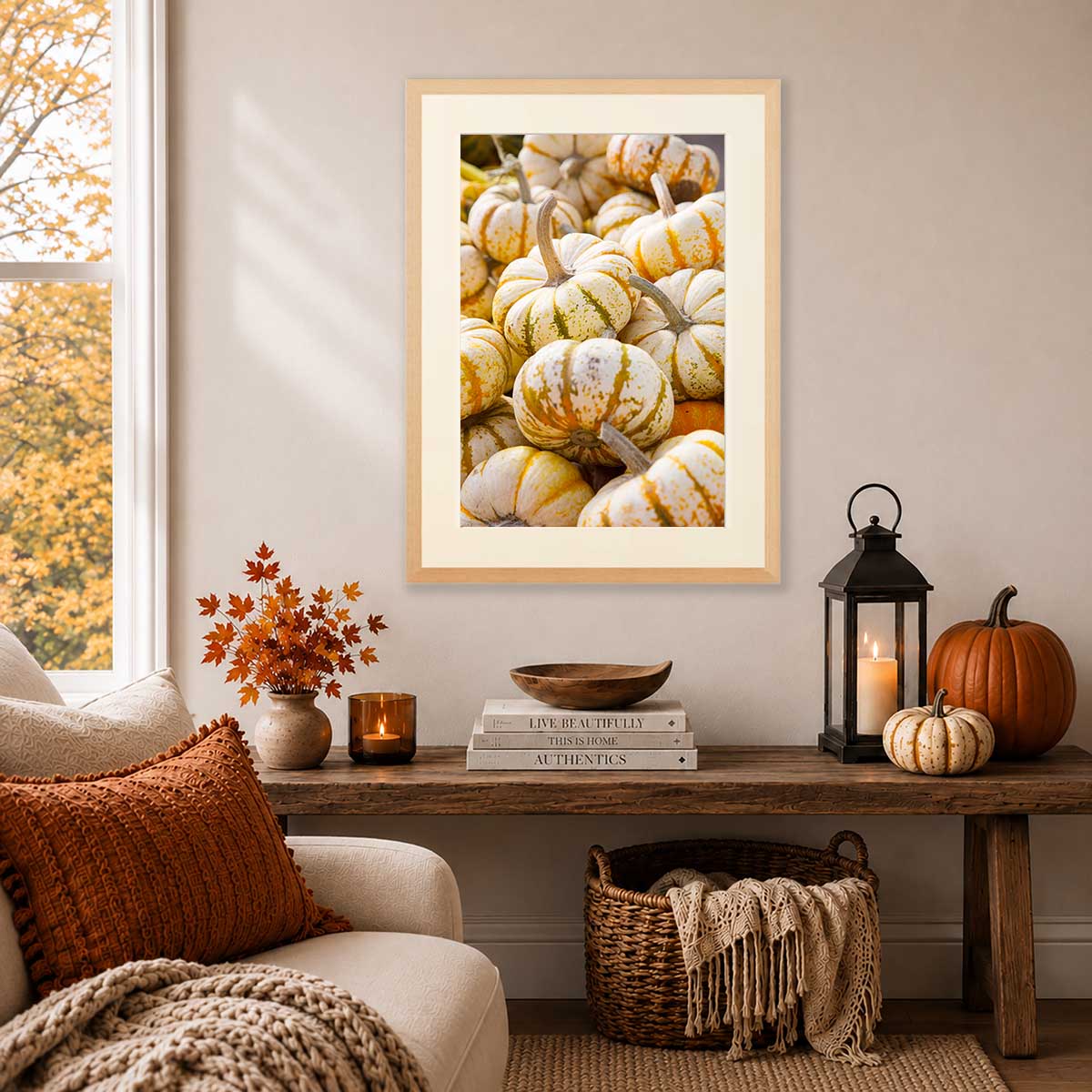 Mini Tiger Pumpkin Vertical Wall Art Print
