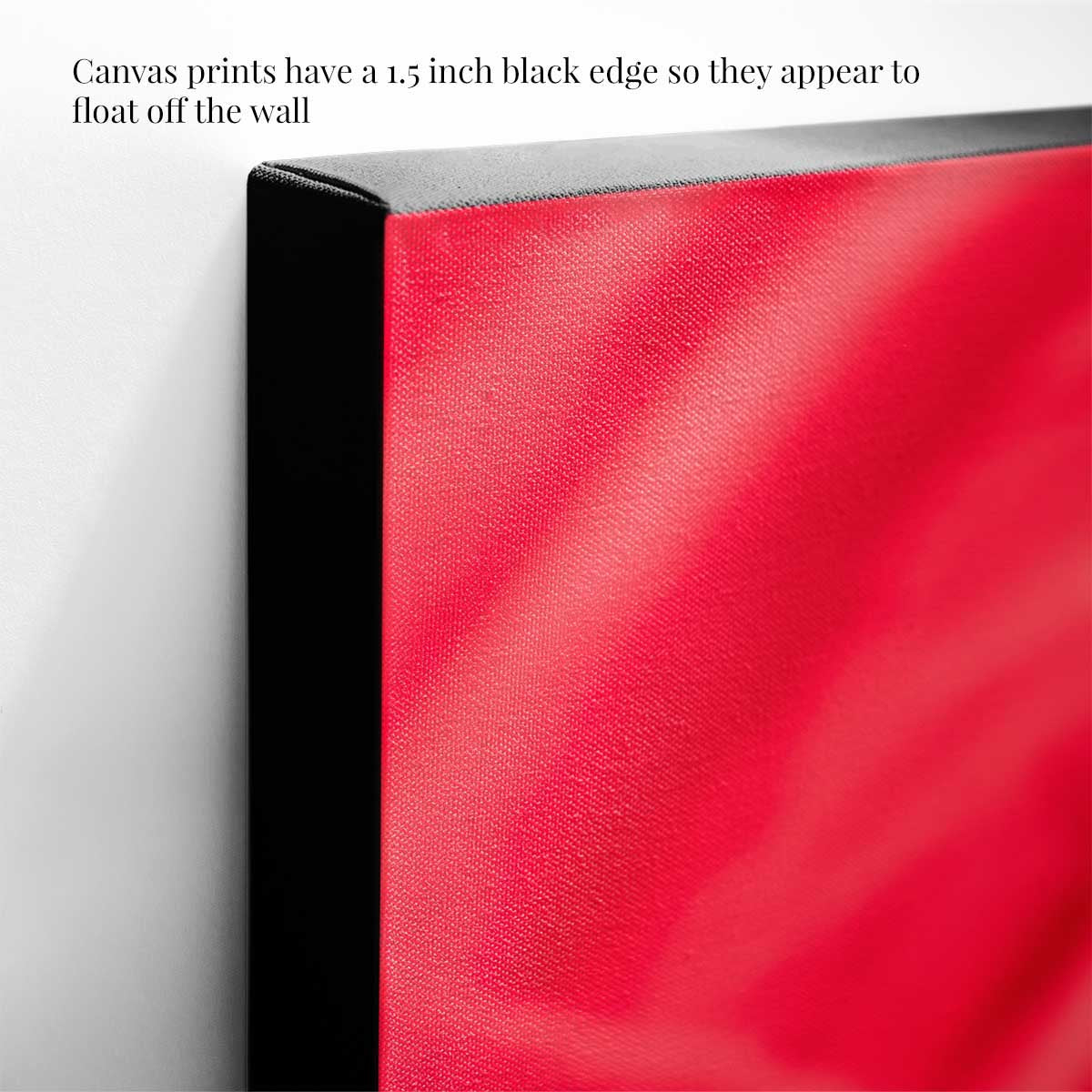 Celebration poinsettia wall art on textured canvas, shown in red with a black edge and vertical 2:3 format.