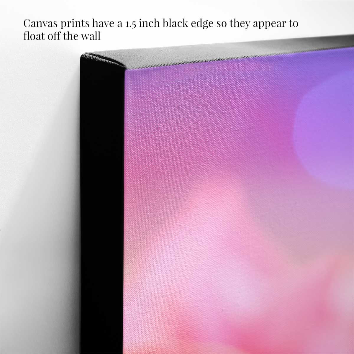 Poinsettia Christmas wall art canvas in pink and purple tones with a 1.5 inch black edge and textured finish.