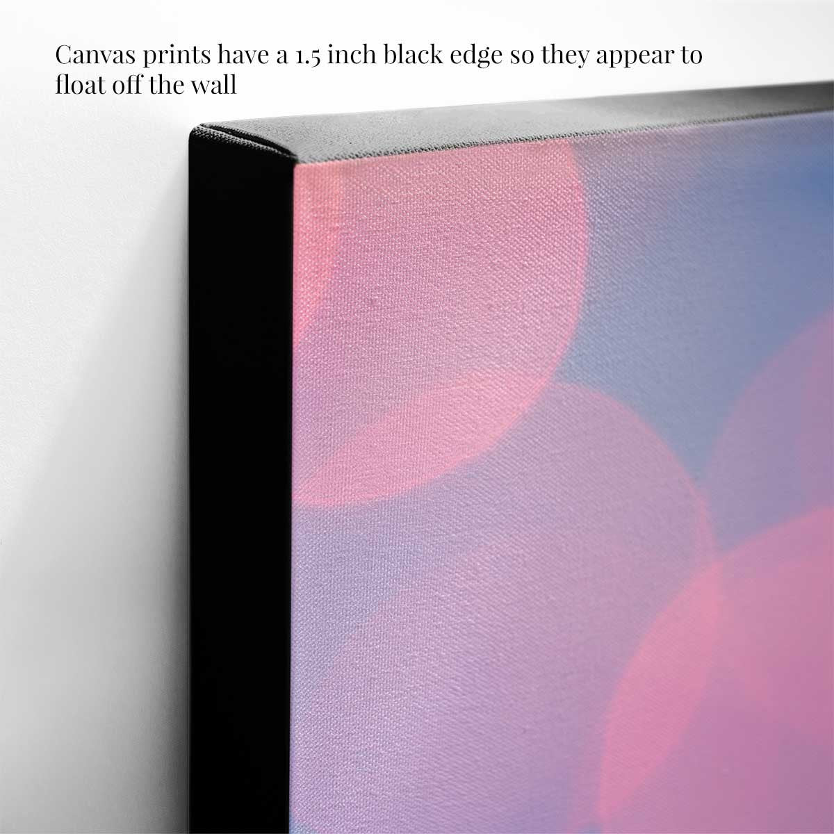 Christmas poinsettia wall art print with pink and purple canvas texture and a 1.5 inch black edge around the canvas.