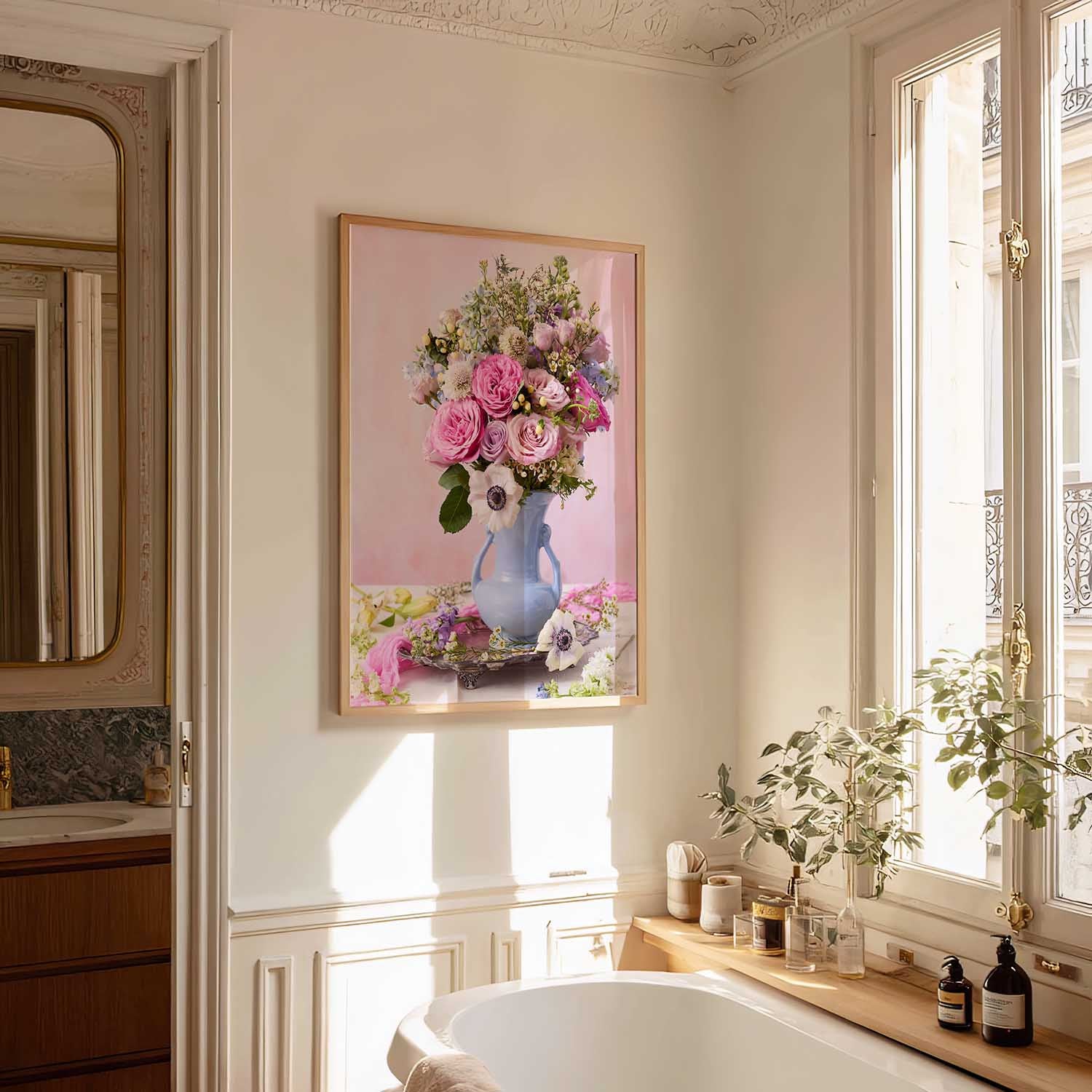 Pink and Blue Serenade | Floral Wall Art Canvas