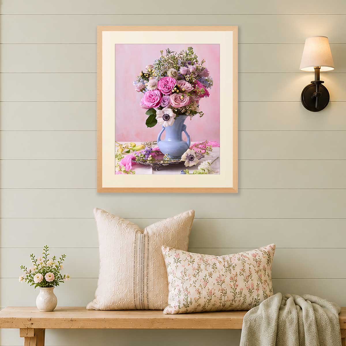 Pink and Blue Serenade | Floral Wall Art Print