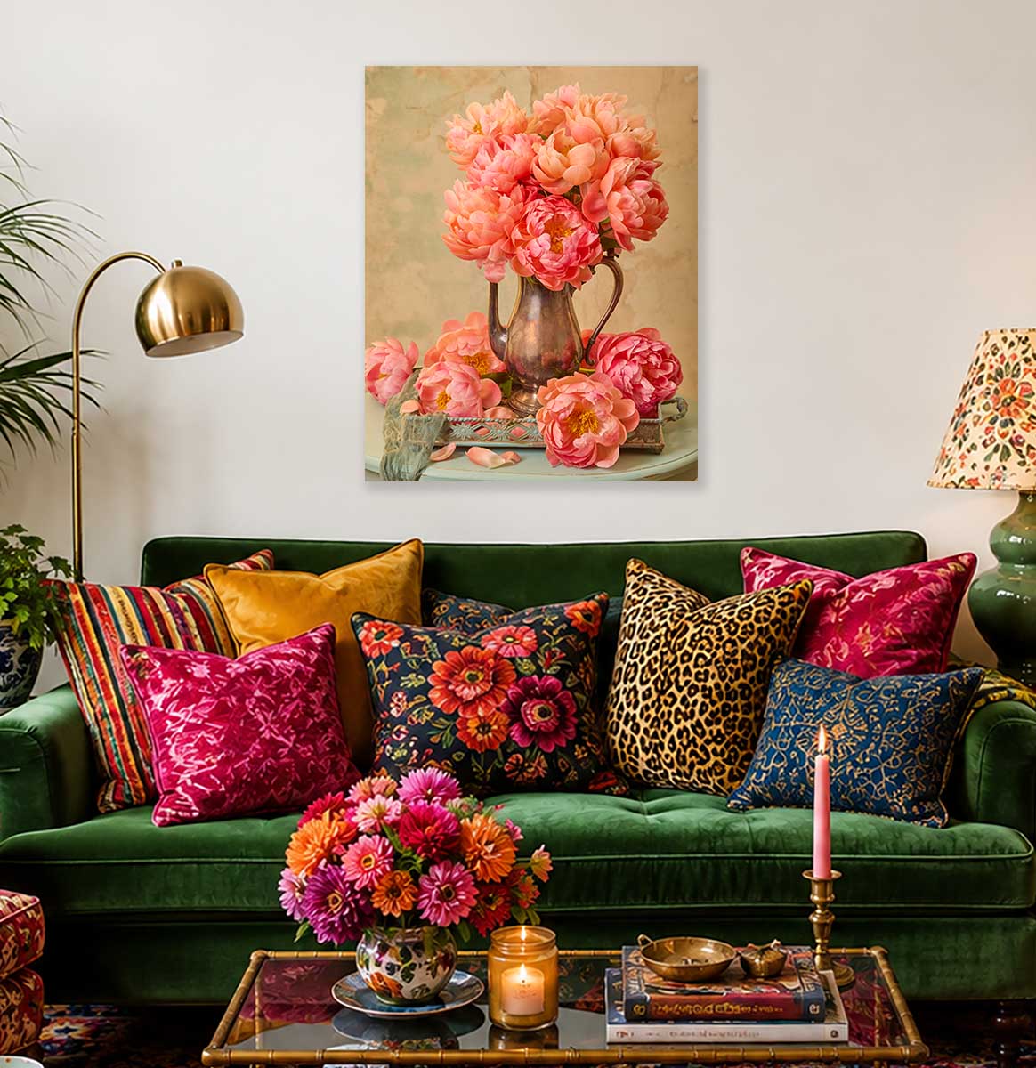 Coral Radiance | Peony Wall Art Canvas