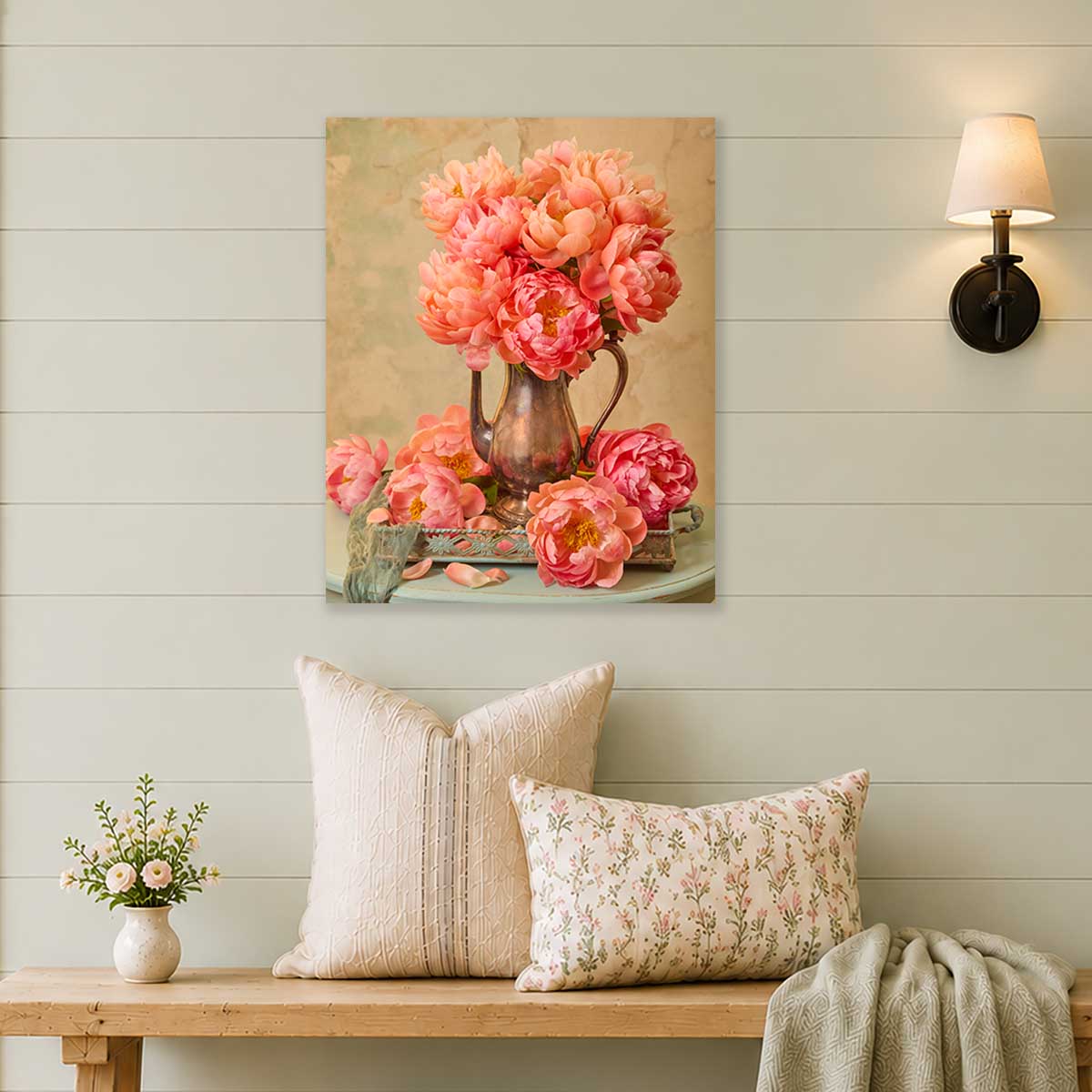 Coral Radiance | Peony Wall Art Canvas