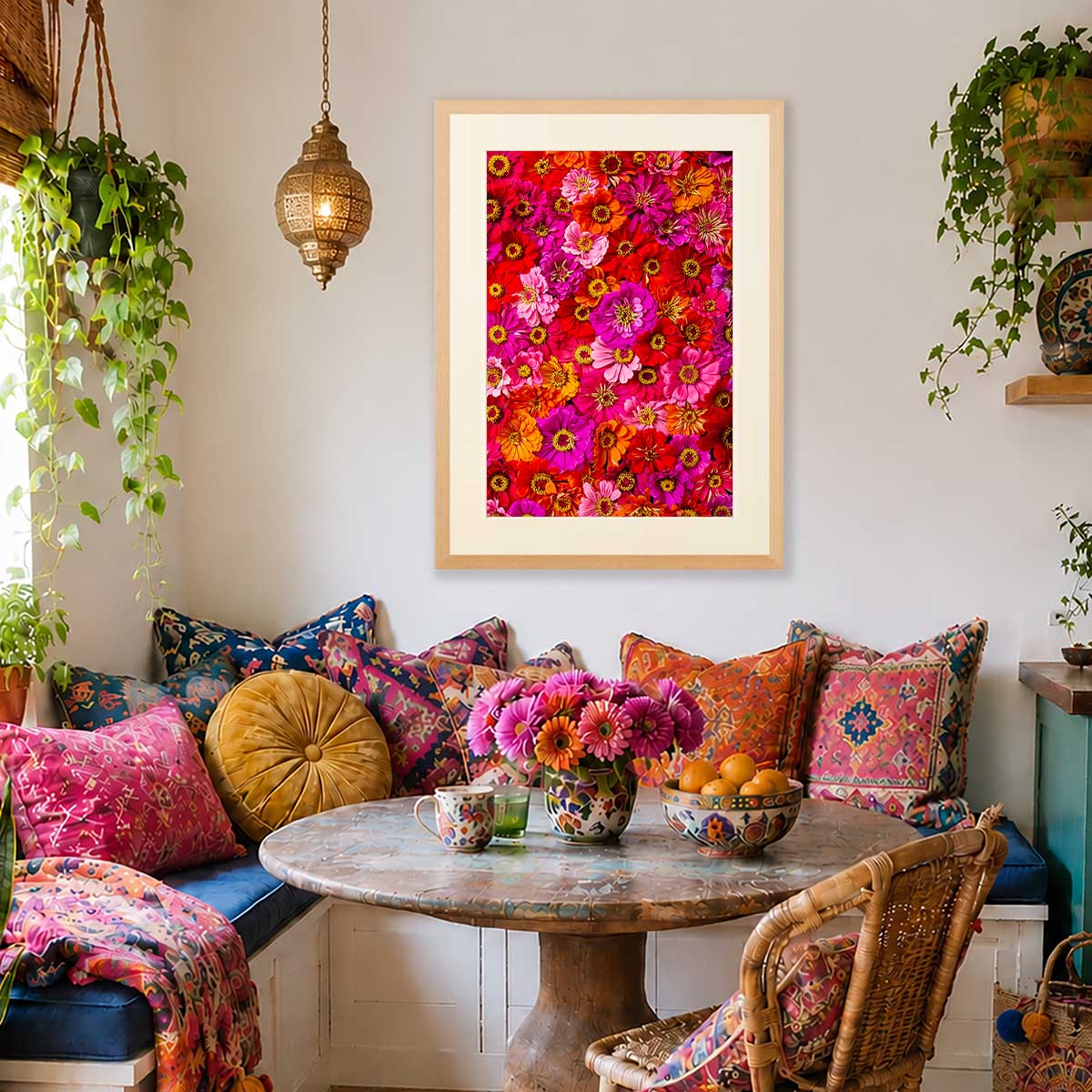Zinnias Electric Radiance Wall Art Print