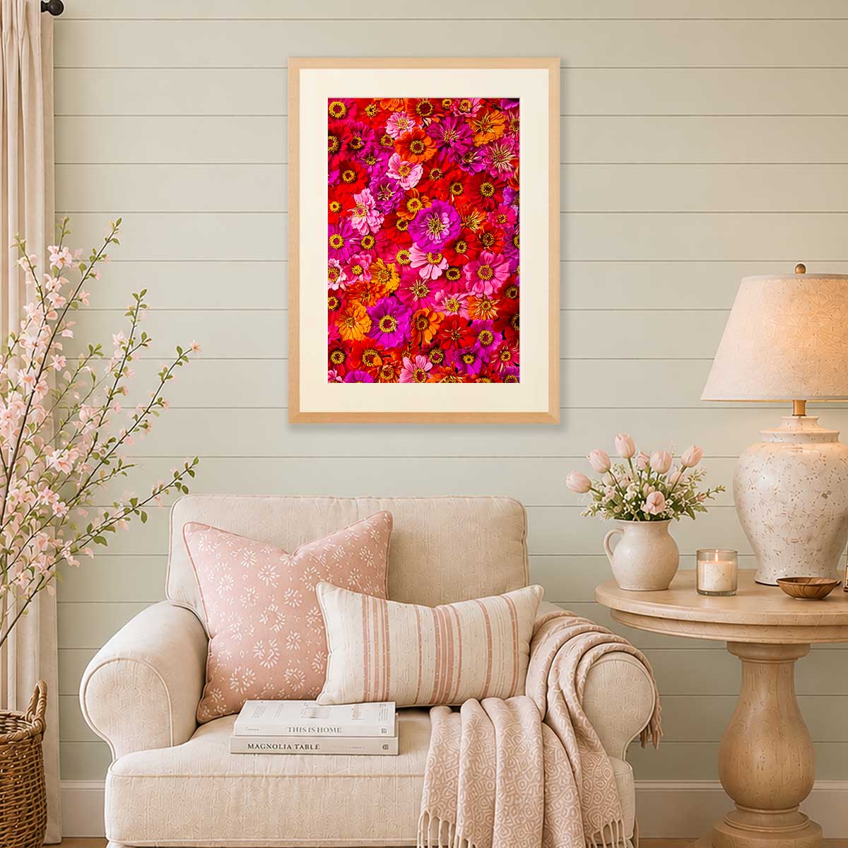 Zinnias Electric Radiance Wall Art Print