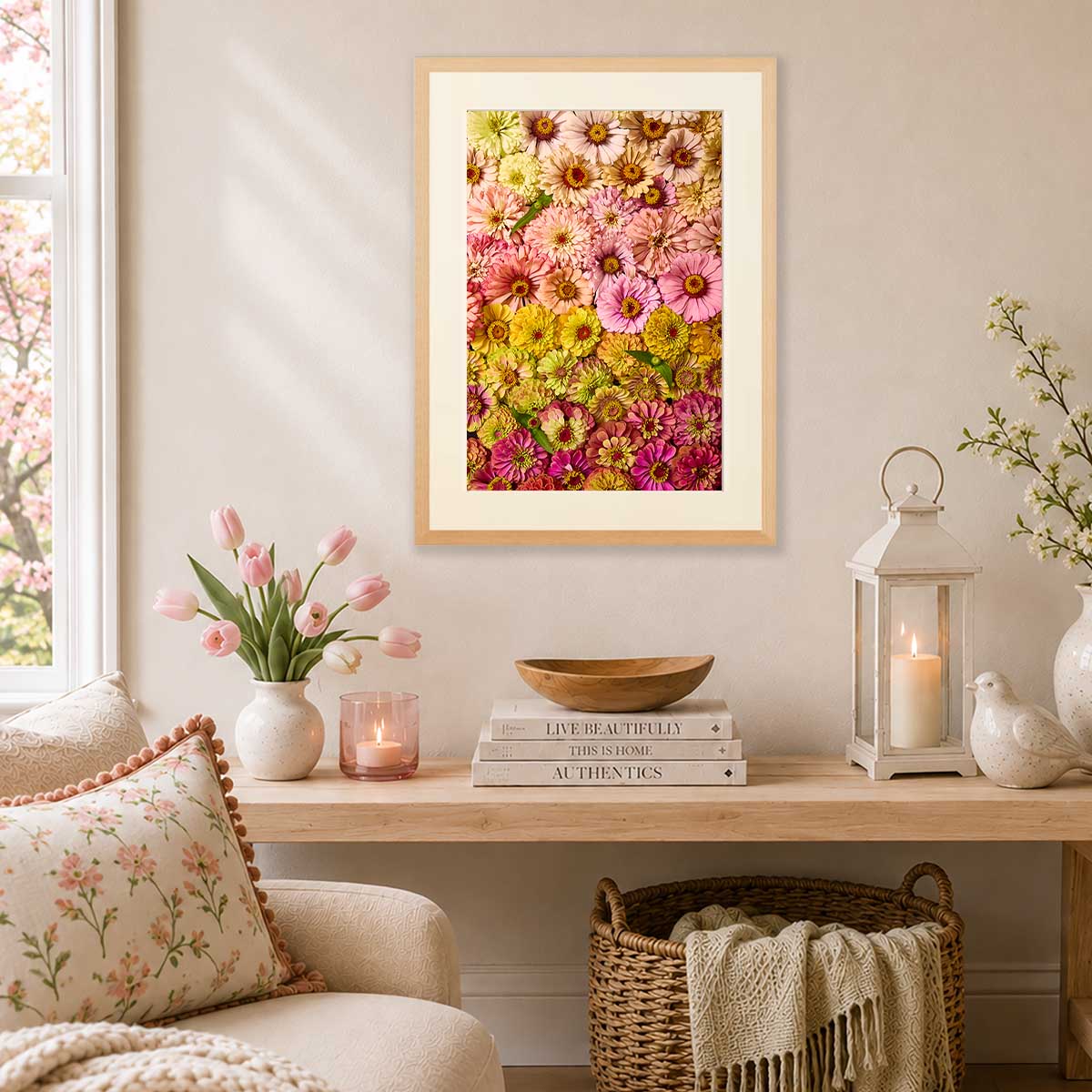 Zinnias Dawn To Dusk Wall Art Print