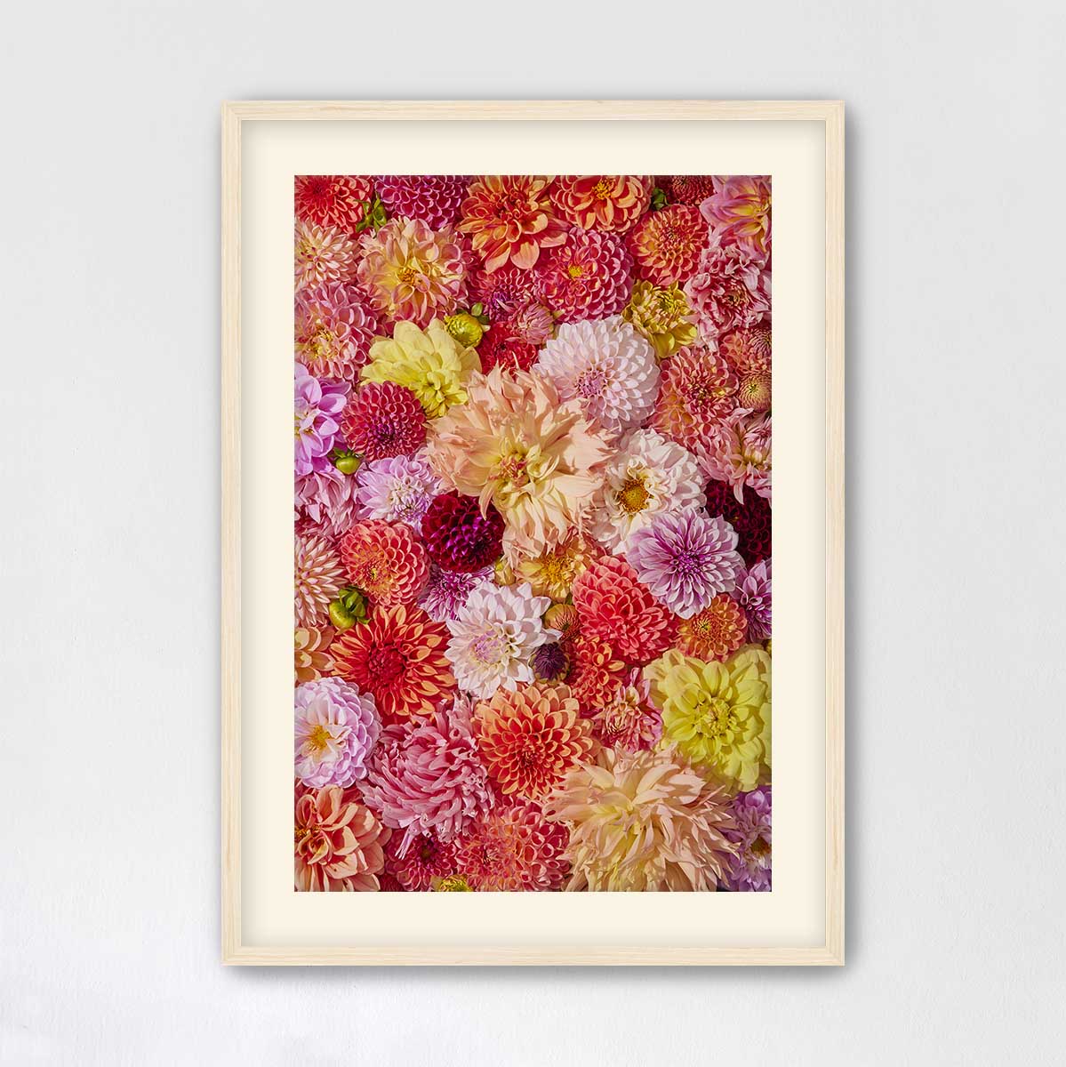 The image is a vibrant and colorful collage of various flowers, including dahlias, peonies, and other blooms, arranged in a visually appealing manner.