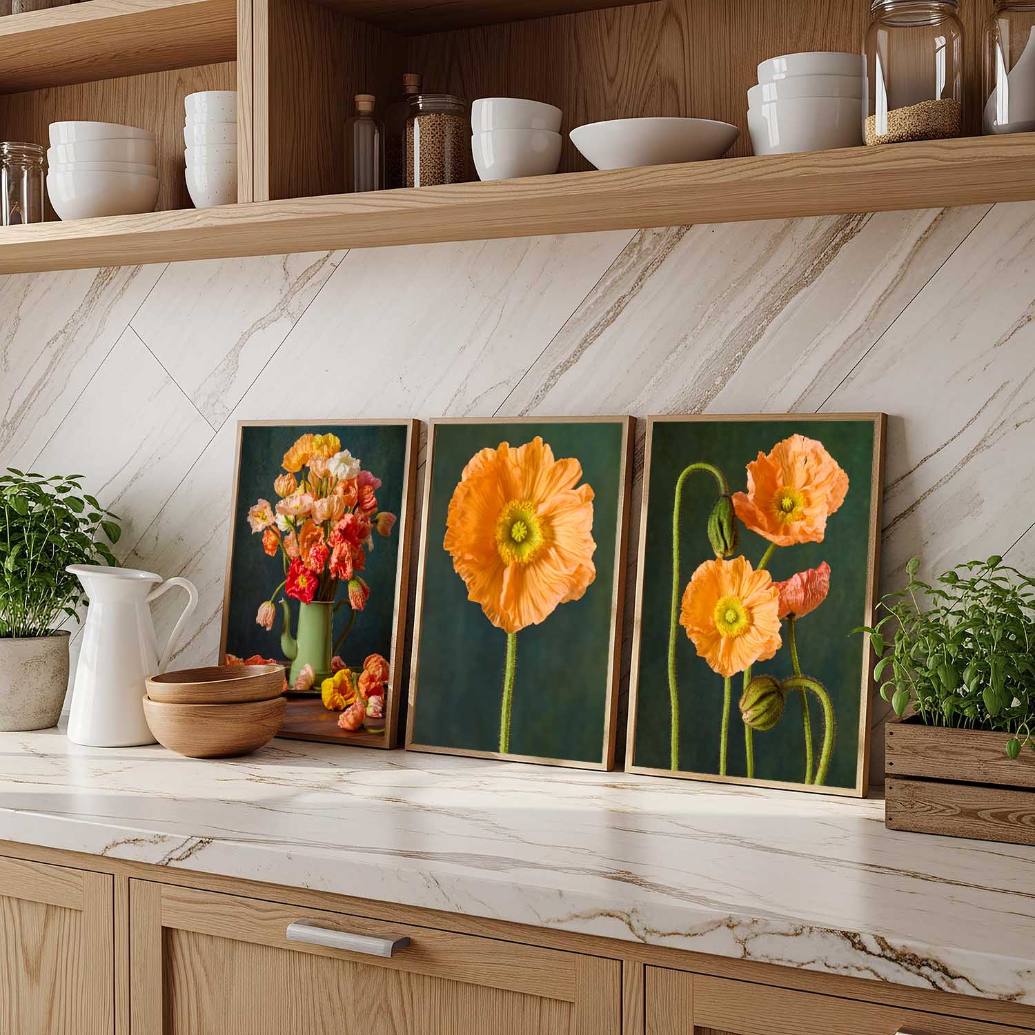 Poppy Sisters Portraits - 3 Piece Wall Art Print Set