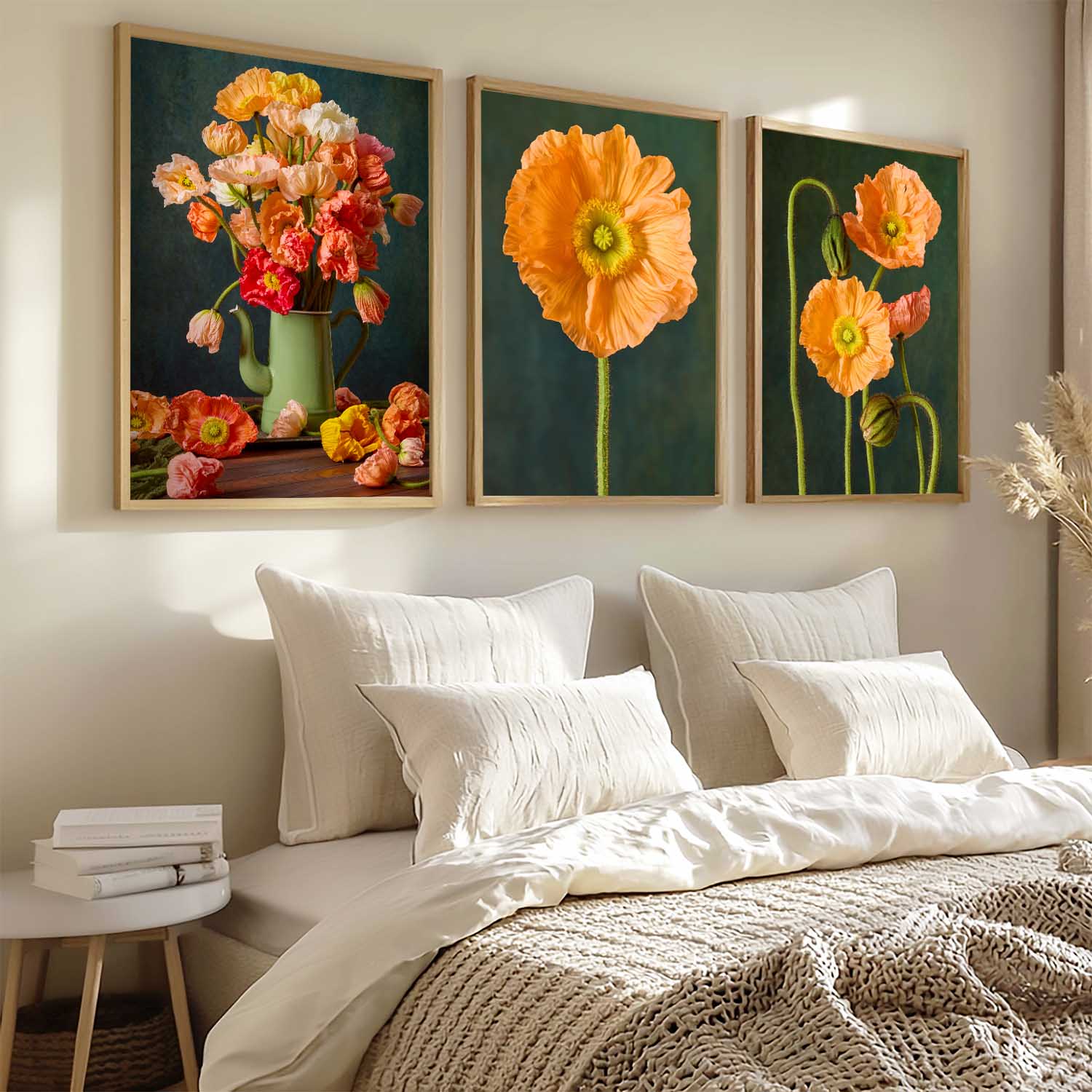 Poppy Sisters Portraits - 3 Piece Canvas Wall Art Set