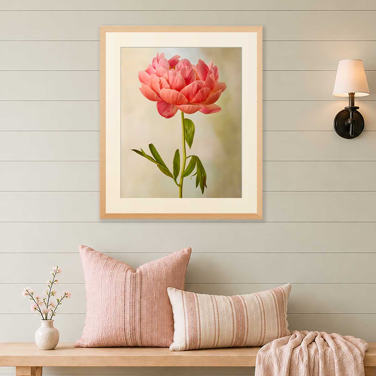 Coral Charm Peony Portrait 1 | Wall Art Print
