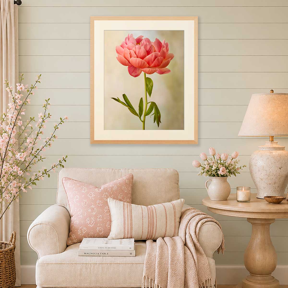 Coral Charm Peony Portrait 1 | Wall Art Print