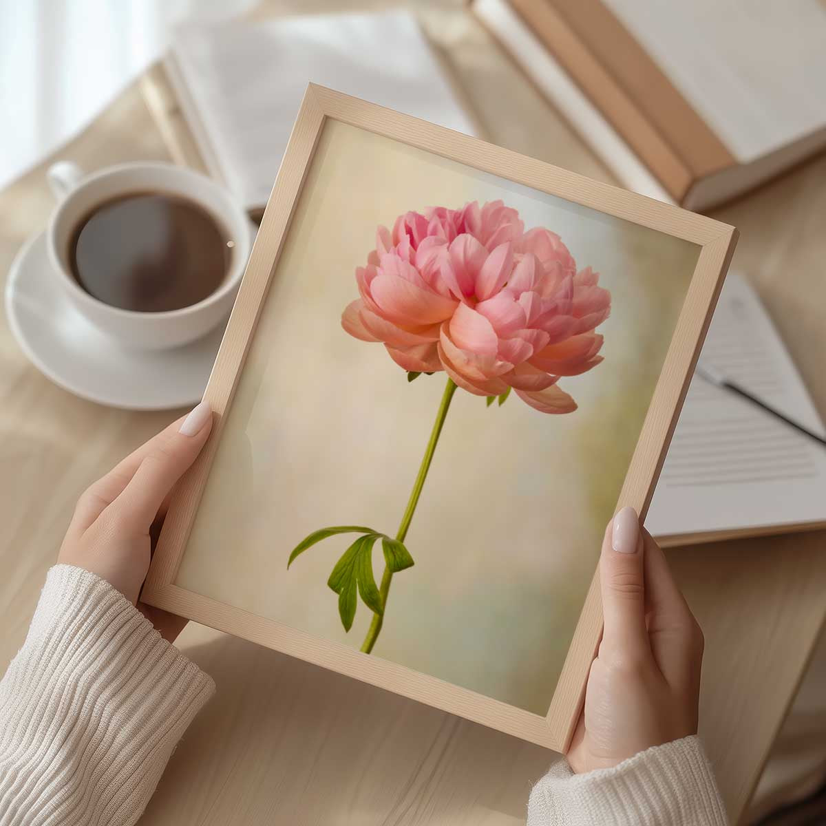 Coral Charm Peony Portrait 2 | Wall Art Print