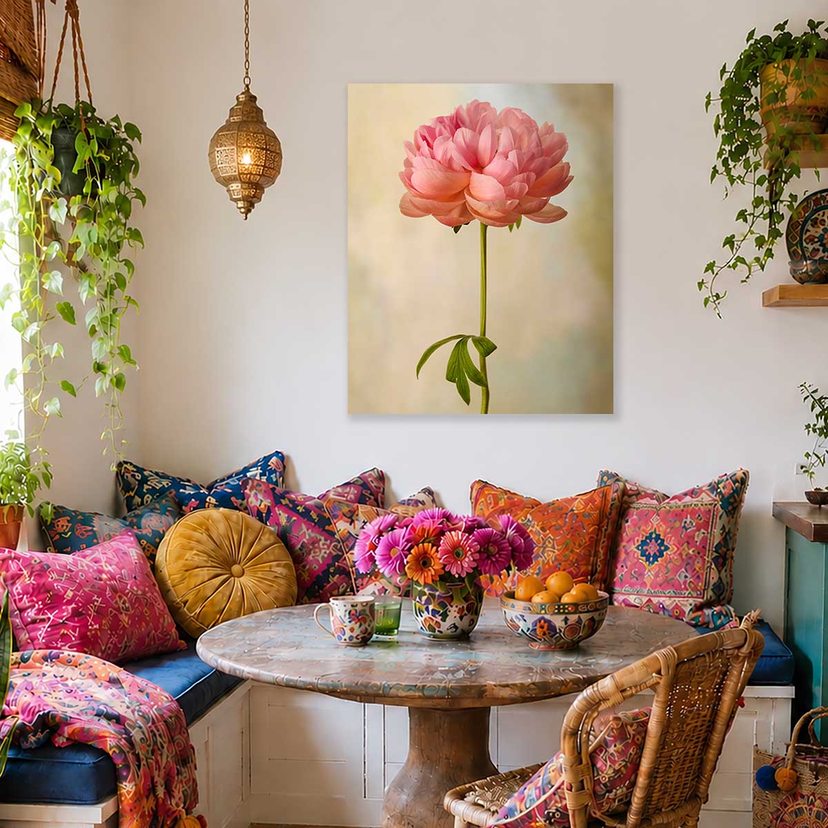 Coral Charm Peony Portrait 2 | Wall Art Canvas