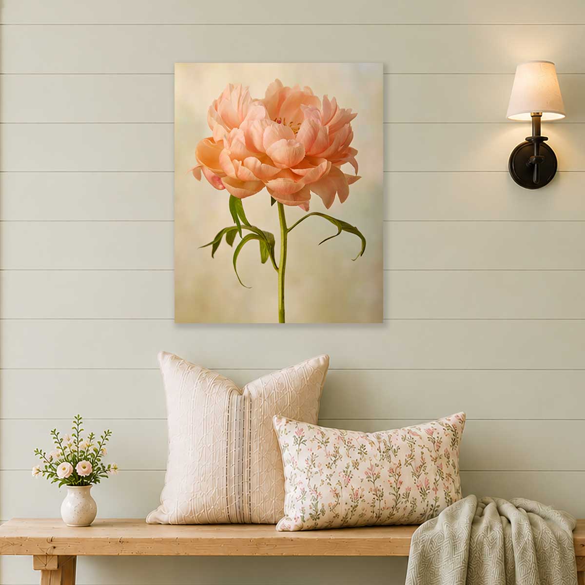 Coral Charm  Peony Portrait 3 | Wall Art Canvas