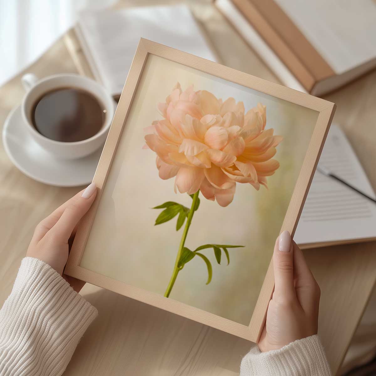 Coral Charm Peony Portrait 4 | Wall Art Print