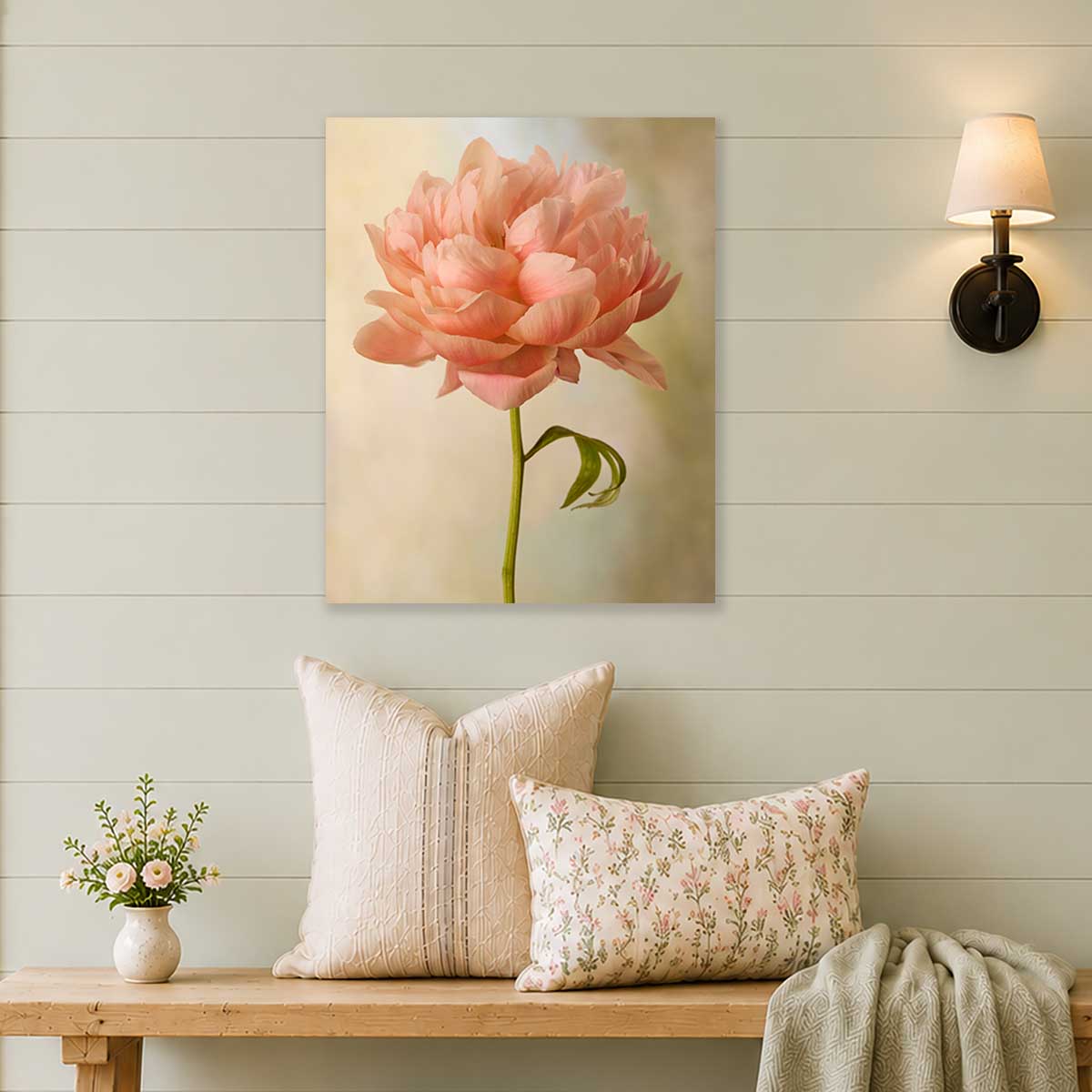 Coral Charm Peony Portrait 5 | Wall Art Canvas