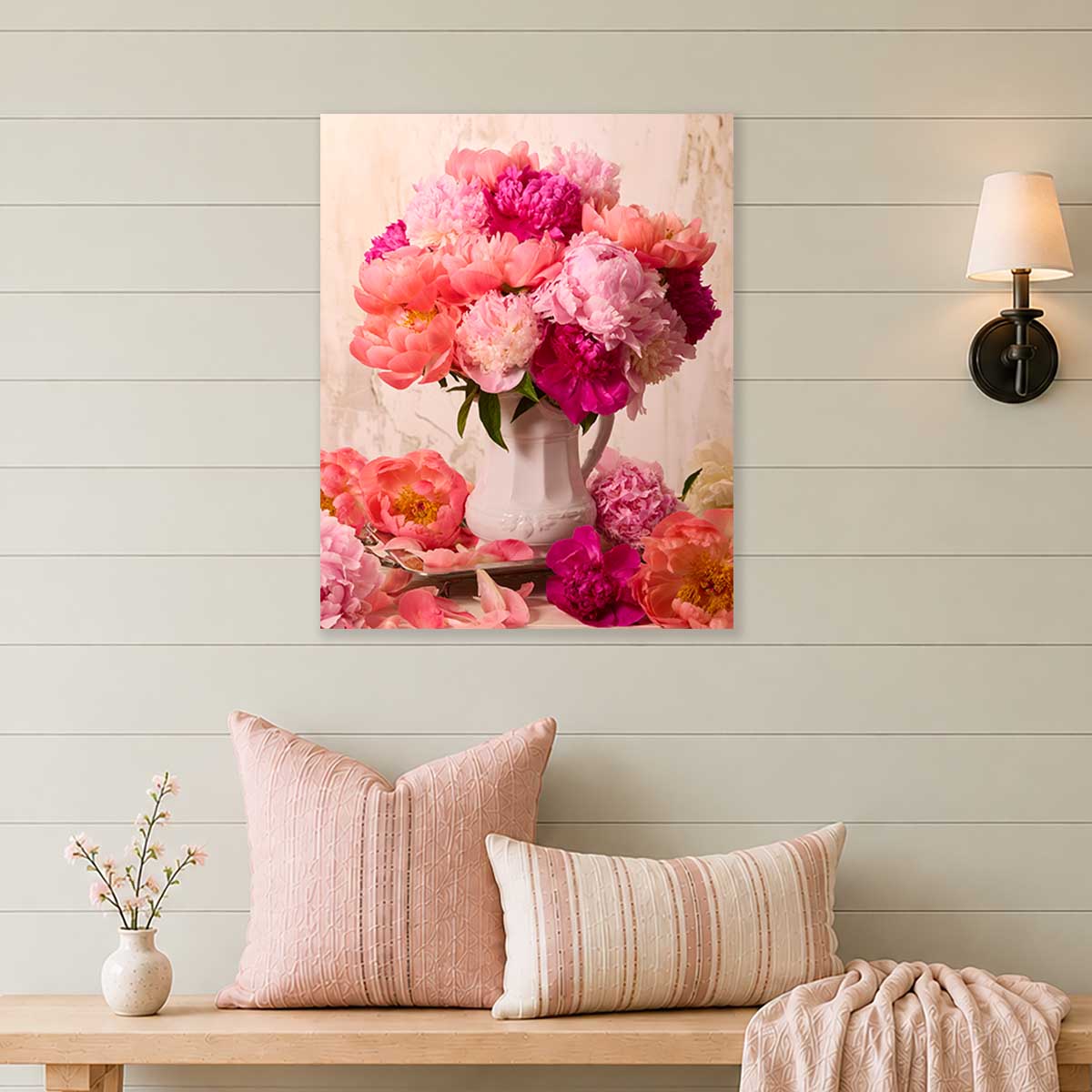 Blushing Hearts Peonies | Wall Art Canvas