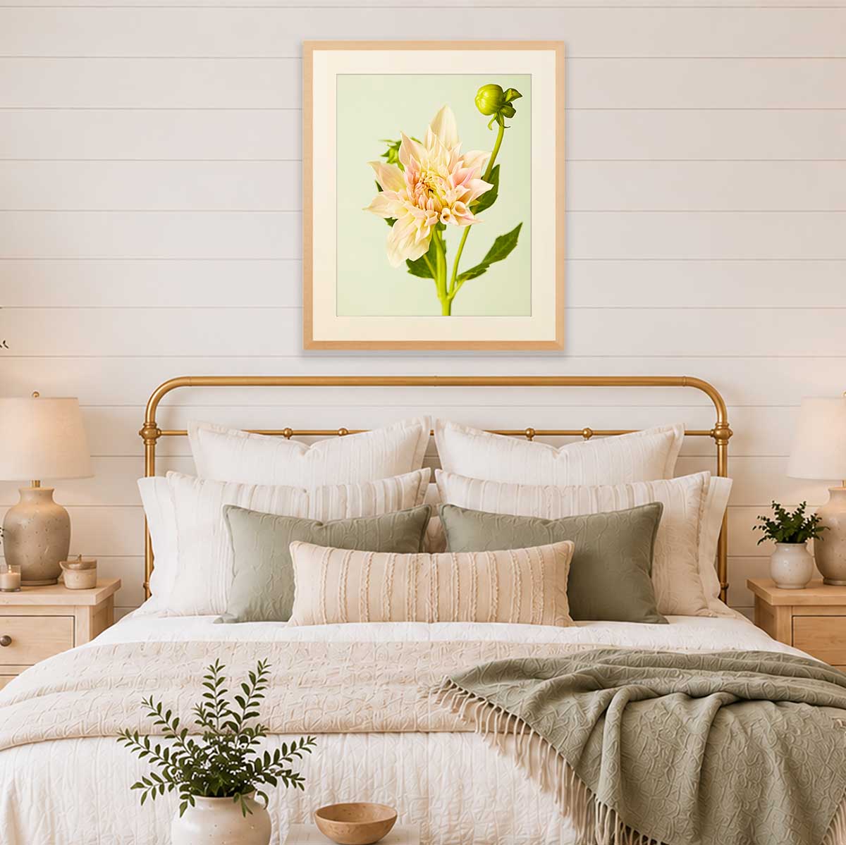 Peaches and Cream Dahlia Wall Art Print