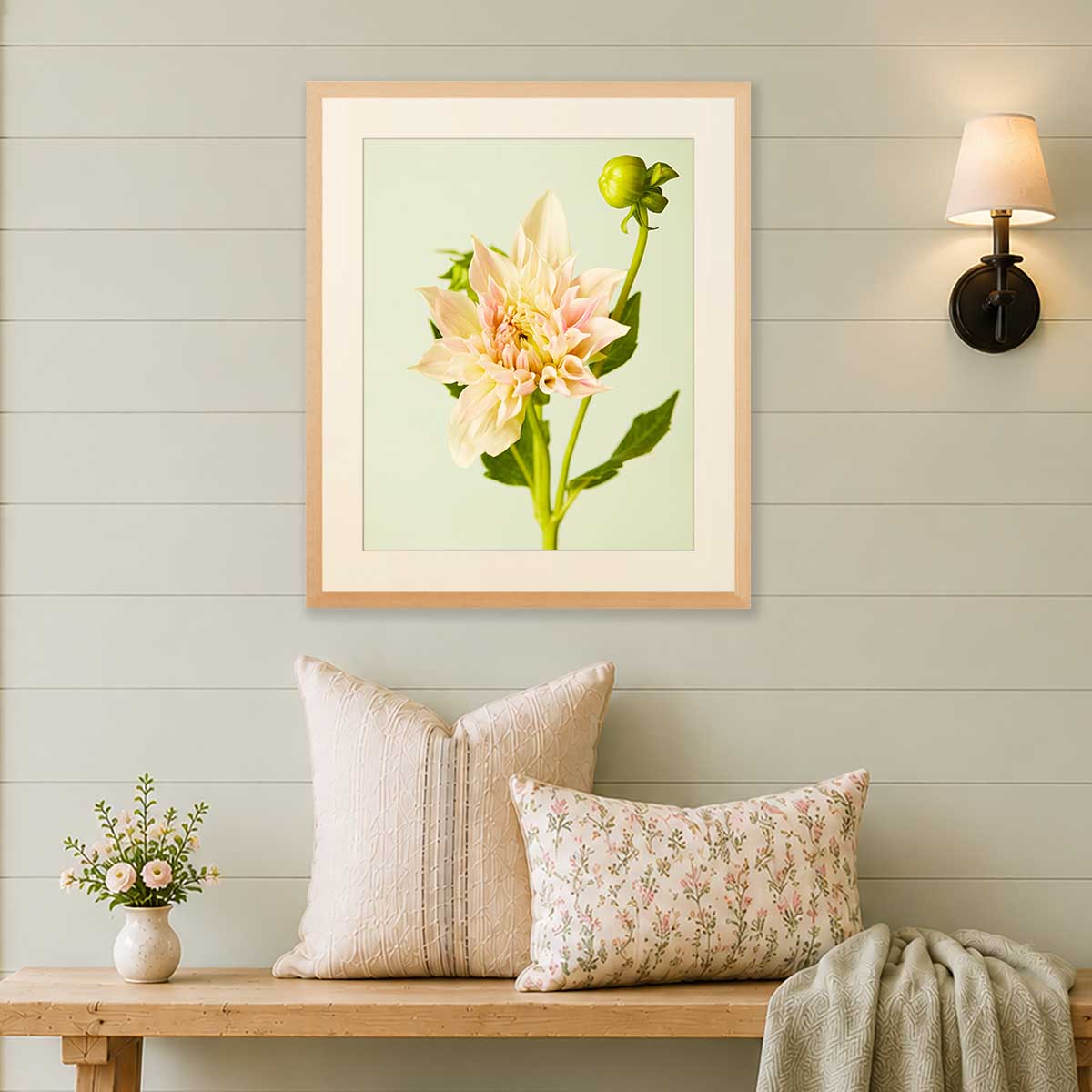 Peaches and Cream Dahlia Wall Art Print